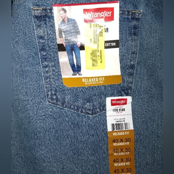 [B6] Wrangler Men's Relaxed Fit Cotton Jeans, Size 40X30 - Picture 8 of 8